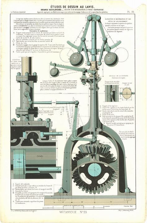 A flyball governor technical drawing.