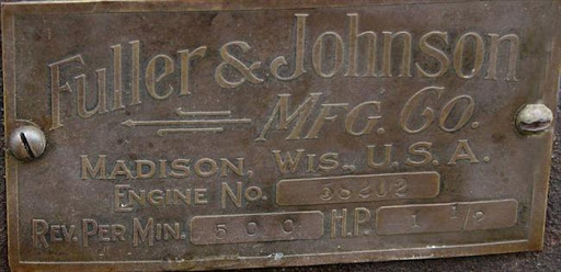 A Brass Fuller & Johnson name plate off an 8 hp engine..jpg