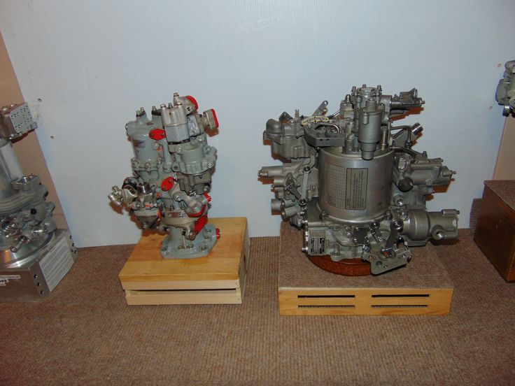 Two of the most complicated gas turbine fuel control governors in the collection.  On the left is a Lucas CASC gas turbine fuel control for the Rolls-Royce SPEY 511-8 engine