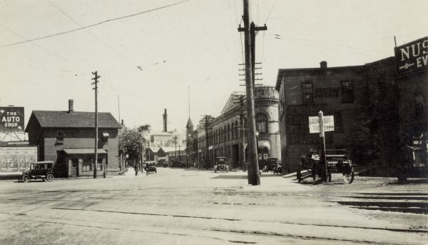 A  view east from the corner of South Blair and Williamson Streets in 1918.