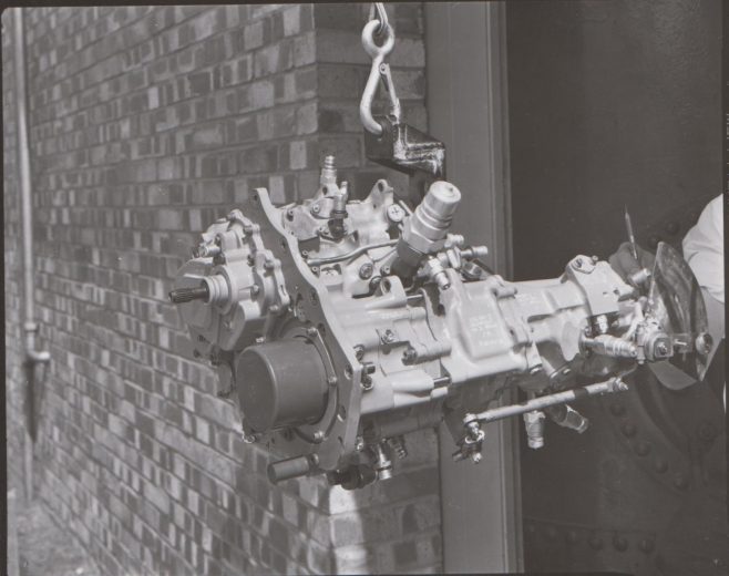 A Dowty gas turbine fuel control on the test stand.